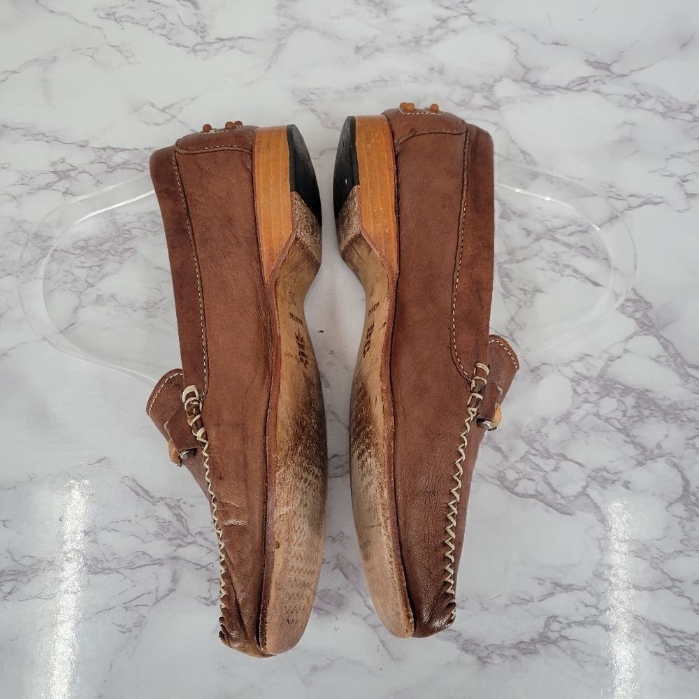 Italian Leather Driving Loafers Shoes Vintage Euro Size 36 Moccasins - Picture 4 of 10